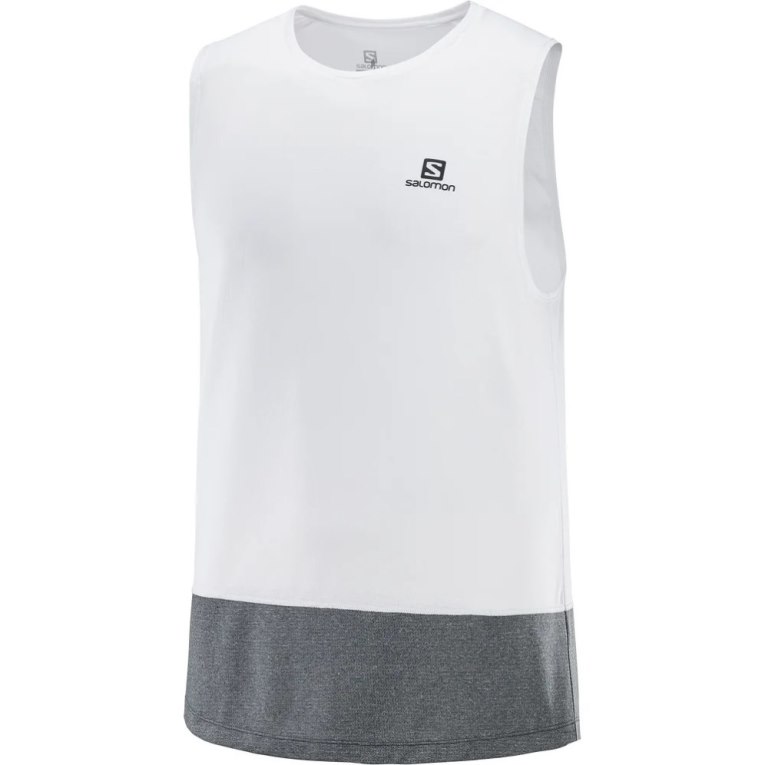 Salomon Cross Run Men's Tanks White / Grey | CA 47J95